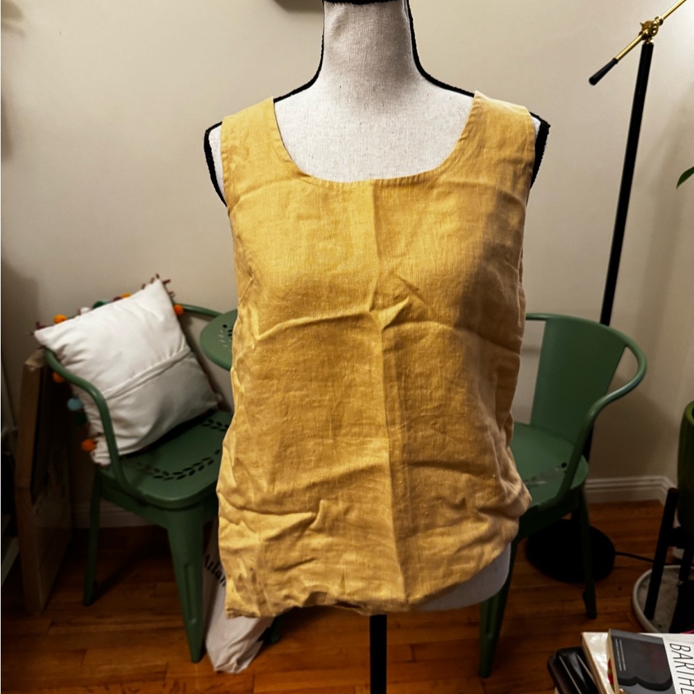 notPERFECTLINEN Mustard Linen Tank Top